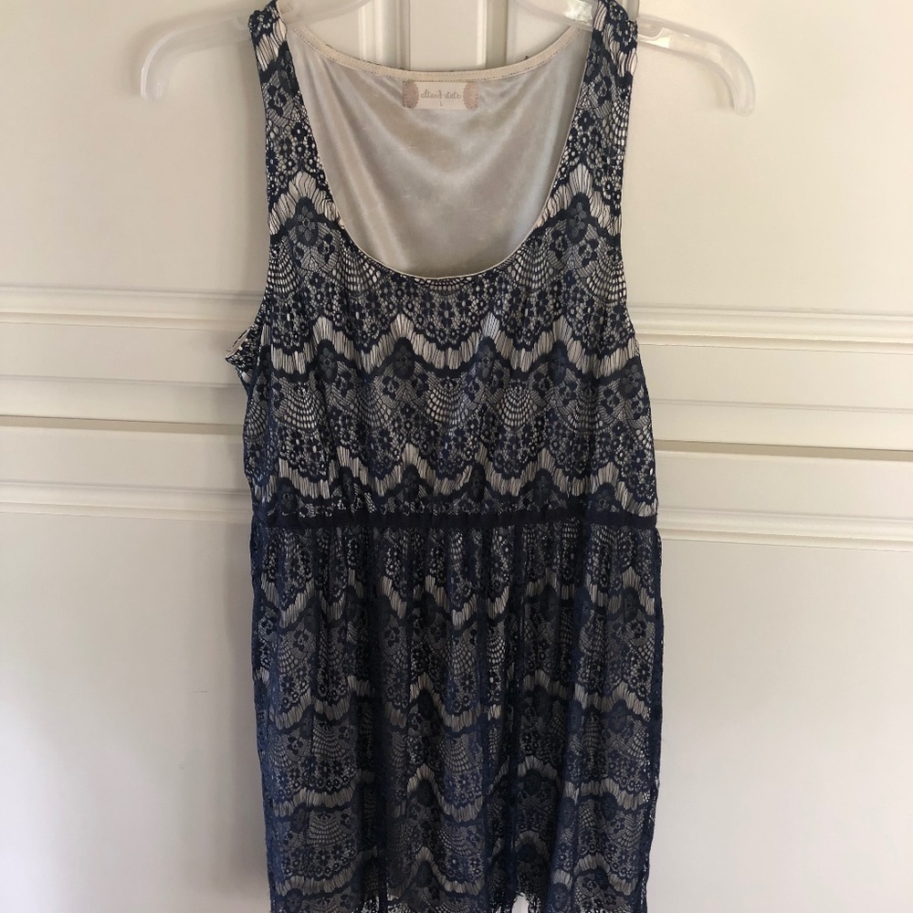 Altar'd State Junior large dress. Navy. Sleeveless.  Scoop neck.